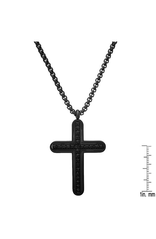 Hmy Jewelry Black Stainless Steel Cubic Zirconia Cross Pendant Necklace In Black