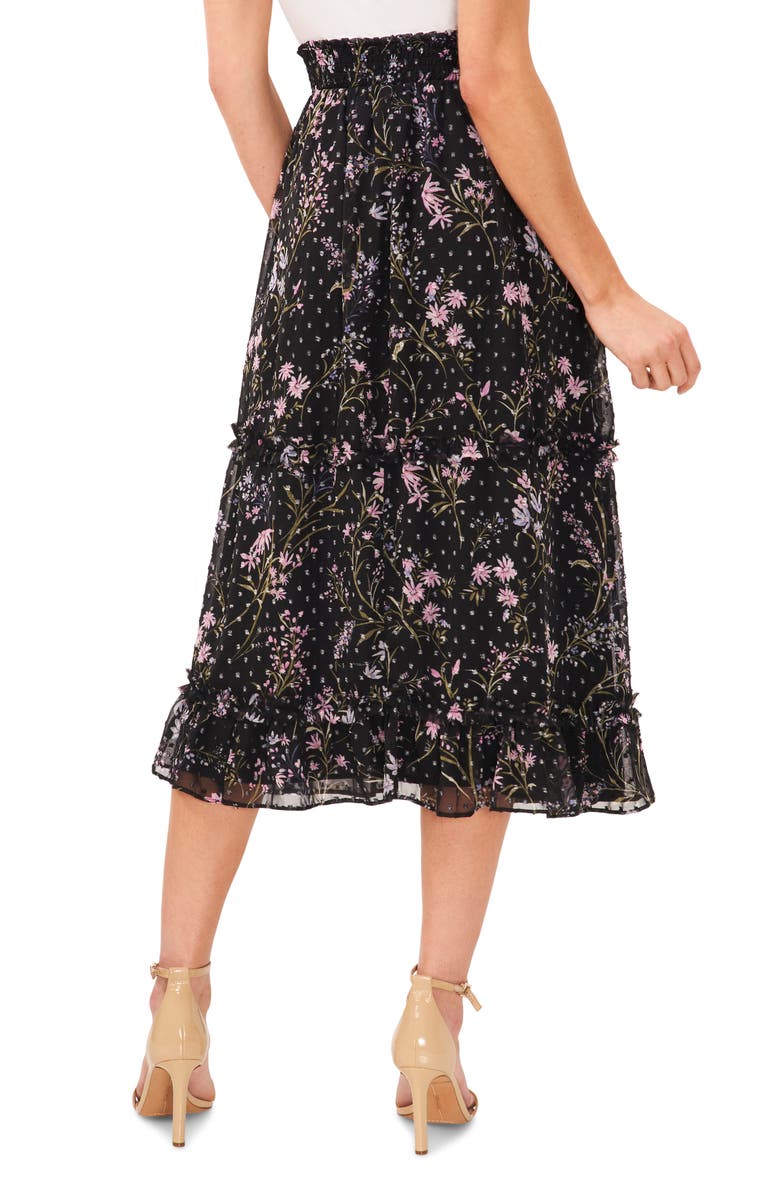 CeCe Floral Print Chiffon Midi Skirt, Alternate, color,