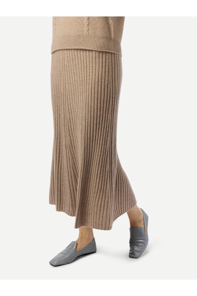 Calf-Length Cashmere Knit Skirt, Alternate, color, warm grey