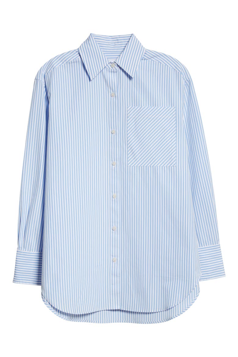 Oversize Poplin Button-Up Shirt, Alternate, color, BLUE TOPSAIL- WHITE STRIPE