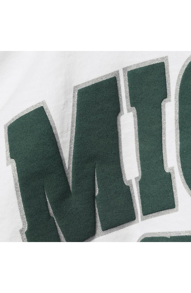 SPIRIT JERSEY Women's White Michigan State Spartans Laurels Crop Long Sleeve T-Shirt, Alternate, color, White