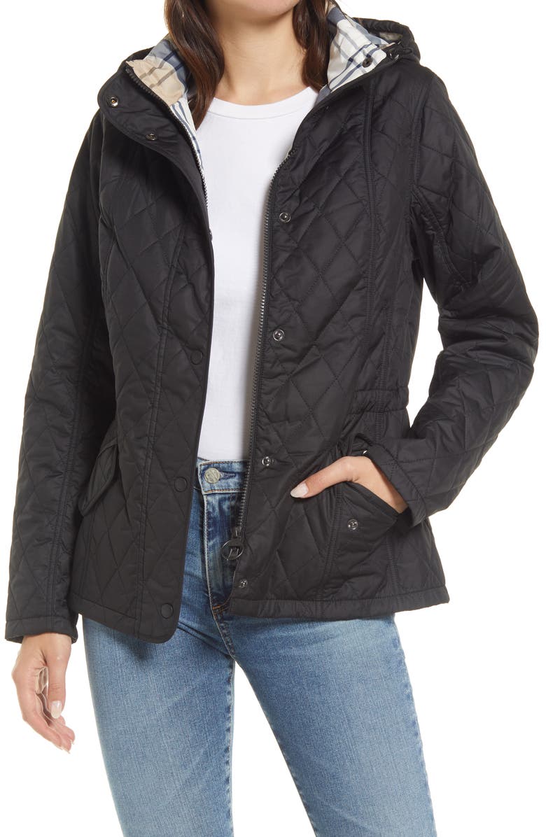 Barbour Millfire Hooded Quilted Jacket, Main, color,
