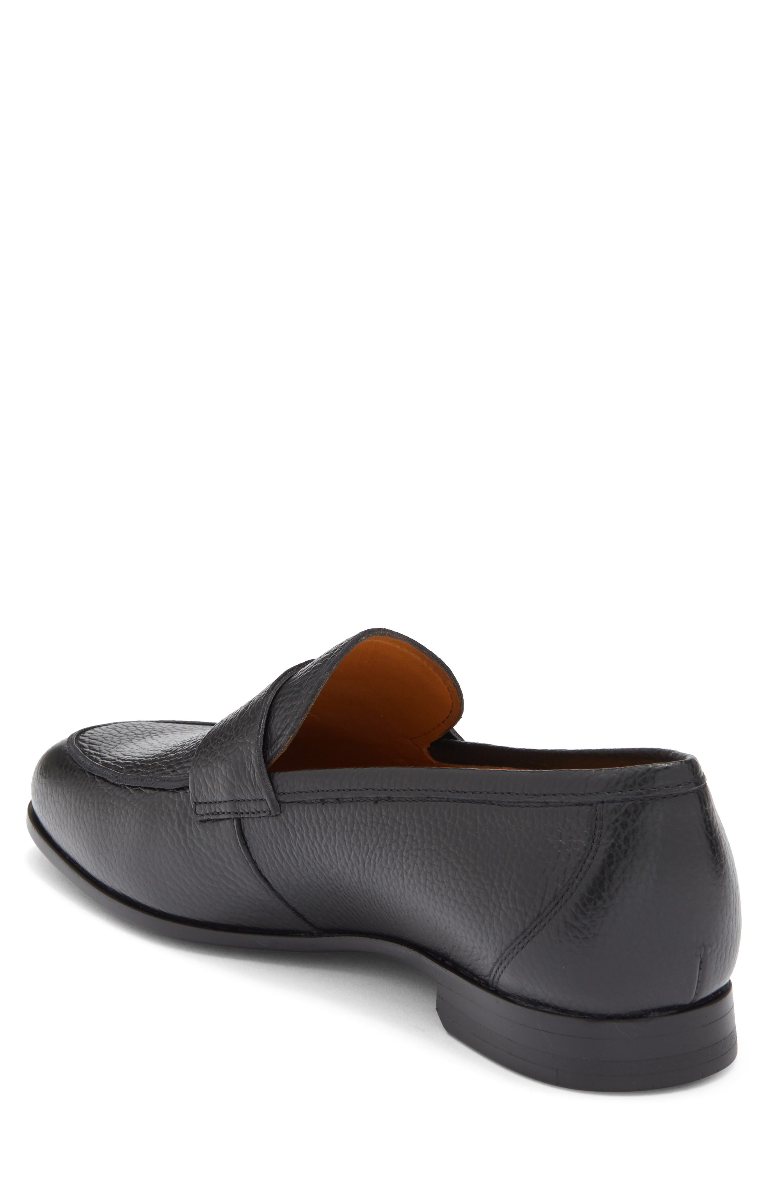 Magnanni Tavarez Apron Toe Penny Loafer, Alternate, color, Black Pebble