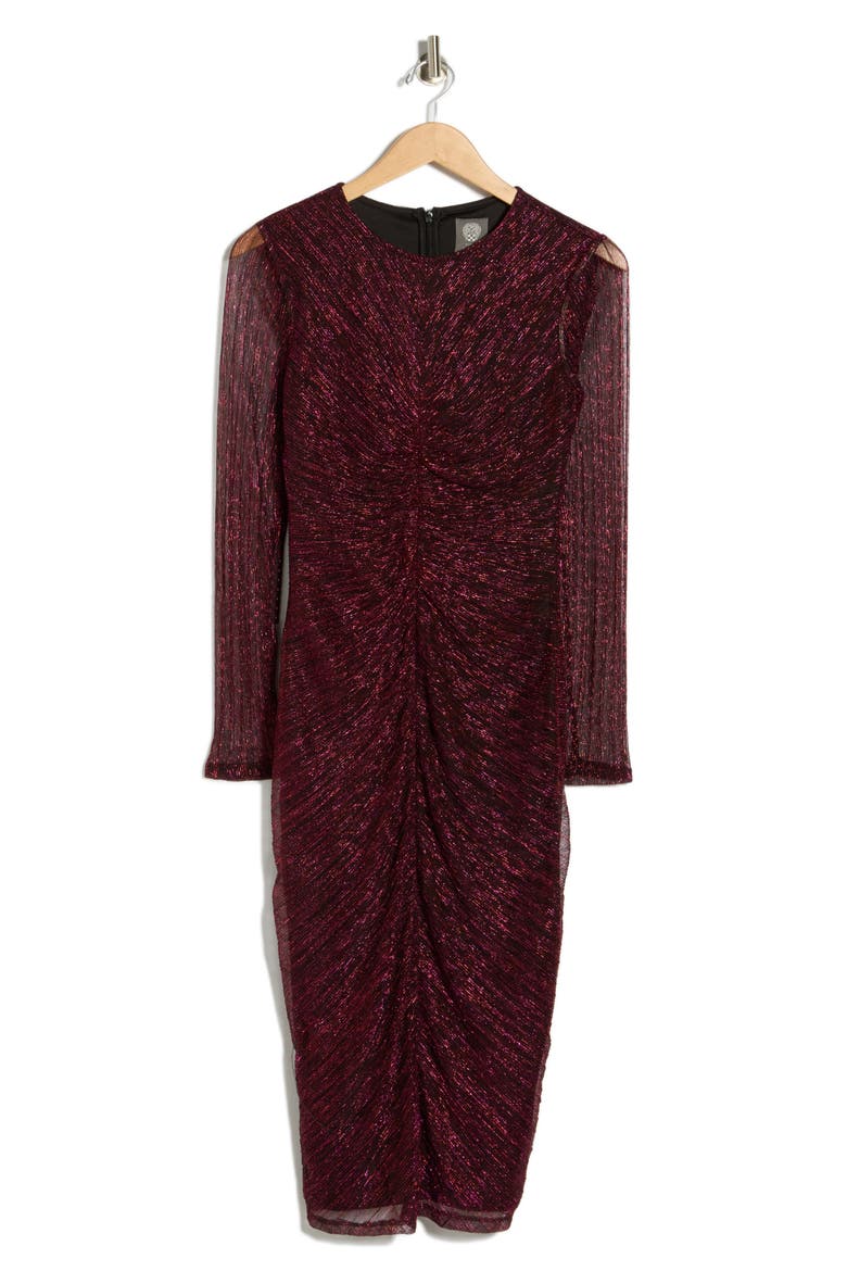 Metallic Crinkle Cocktail Dress, Alternate, color, PINK BLACK