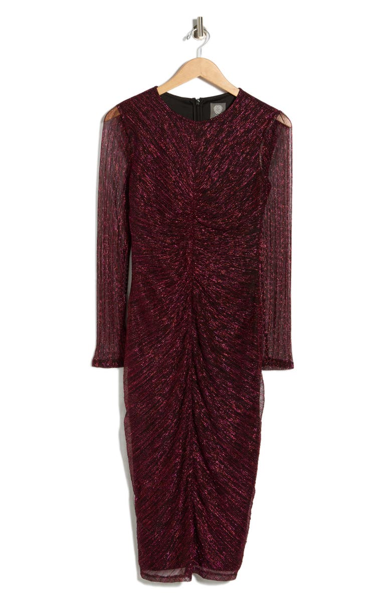 Vince Camuto Metallic Crinkle Cocktail Dress, Alternate, color, Pink Black