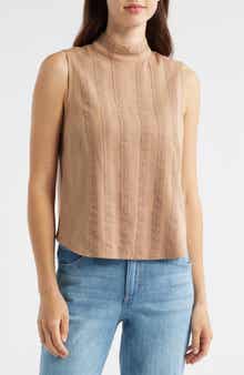 Sleeveless Mock Neck Shell