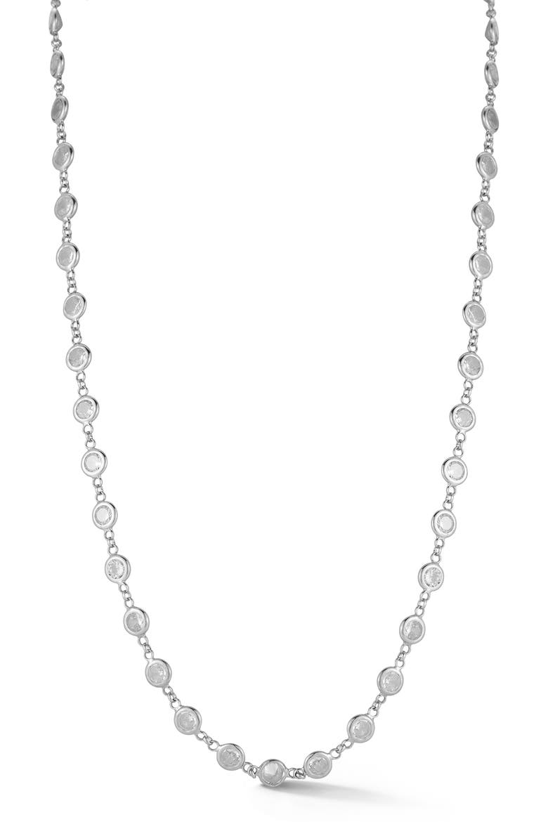 Cubic Zirconia Station Choker Necklace, Main, color, SILVER