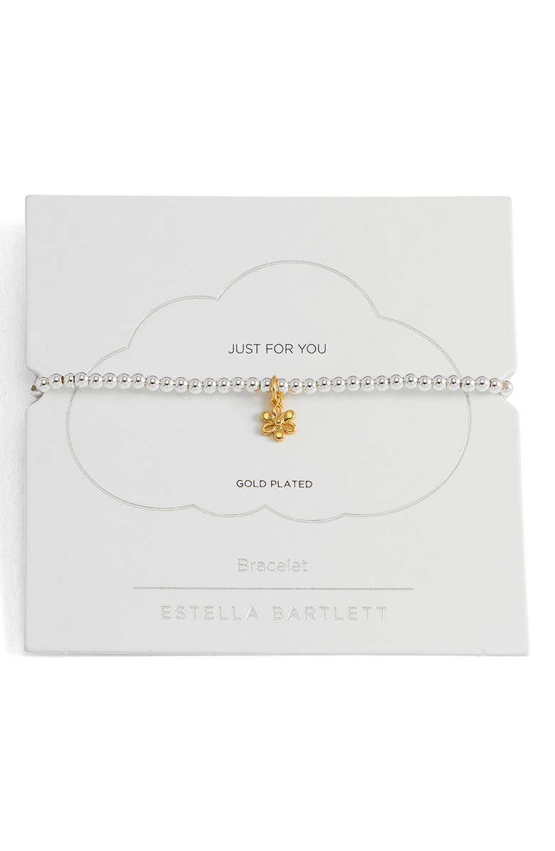 Estella Bartlett Sienna Flower Beaded Stretch Bracelet, Main, color, Gold