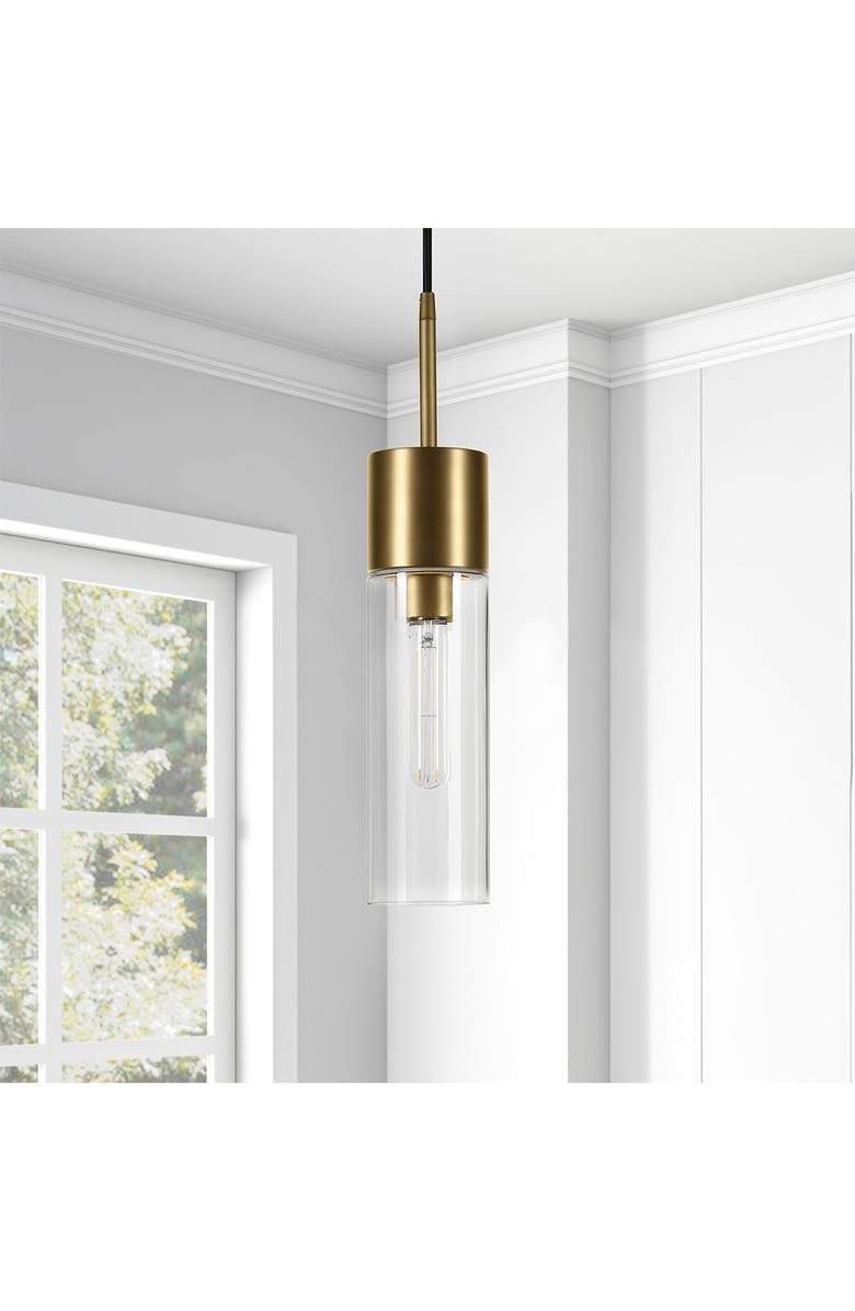 ADDISON AND LANE Lance Brass and Clear Glass Pendant, Main, color,
