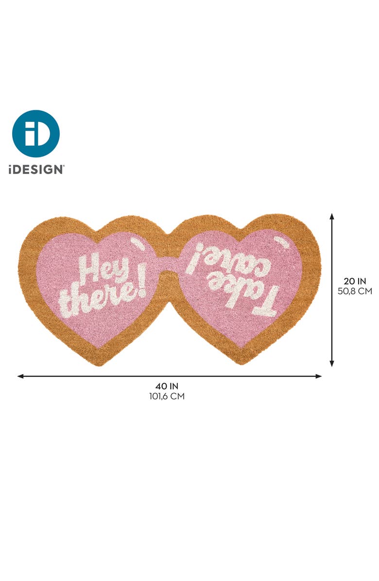 mDesign Heart-Shaped Sunglass Shaped Coir Doormat, Natural/Pink, Alternate, color, Natural