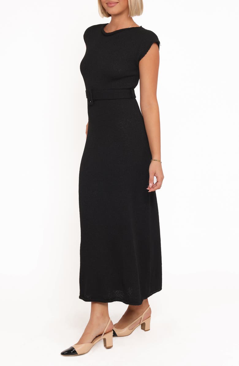 Petal & Pup Alberta Belted Knit Dress, Alternate, color, Black