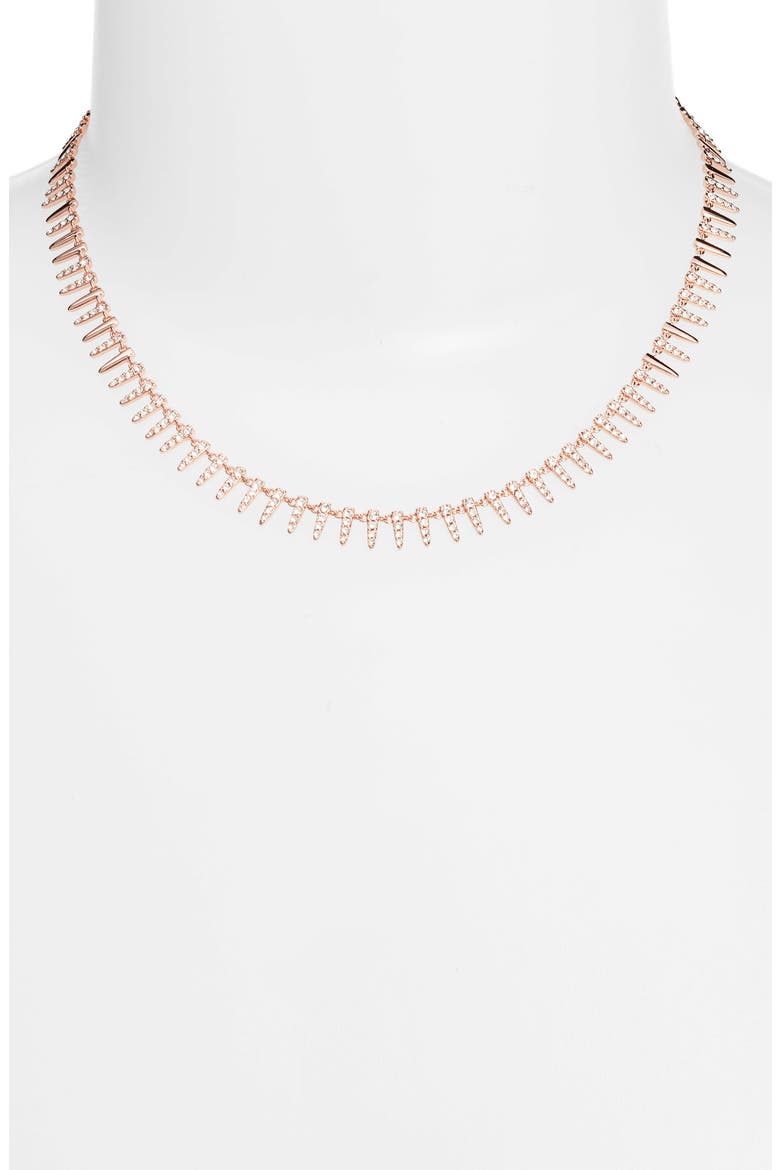 Pavé Modern Spike Necklace, Alternate, color, CLEAR- ROSE GOLD