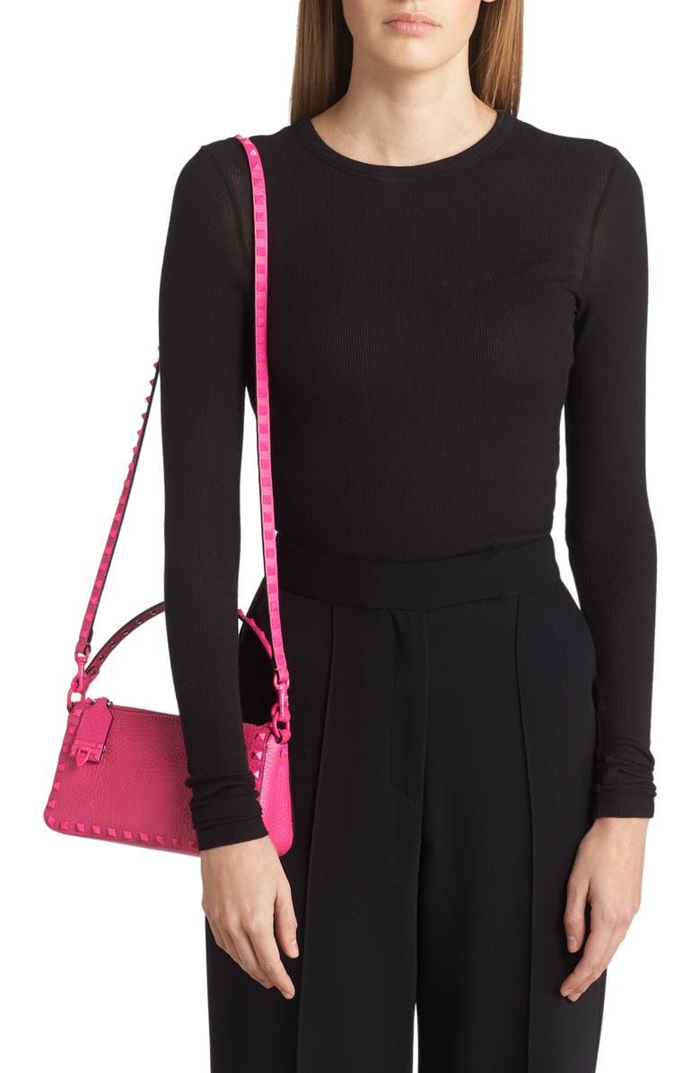 Valentino Garavani Small Rockstud Leather Shoulder Bag, Alternate, color,