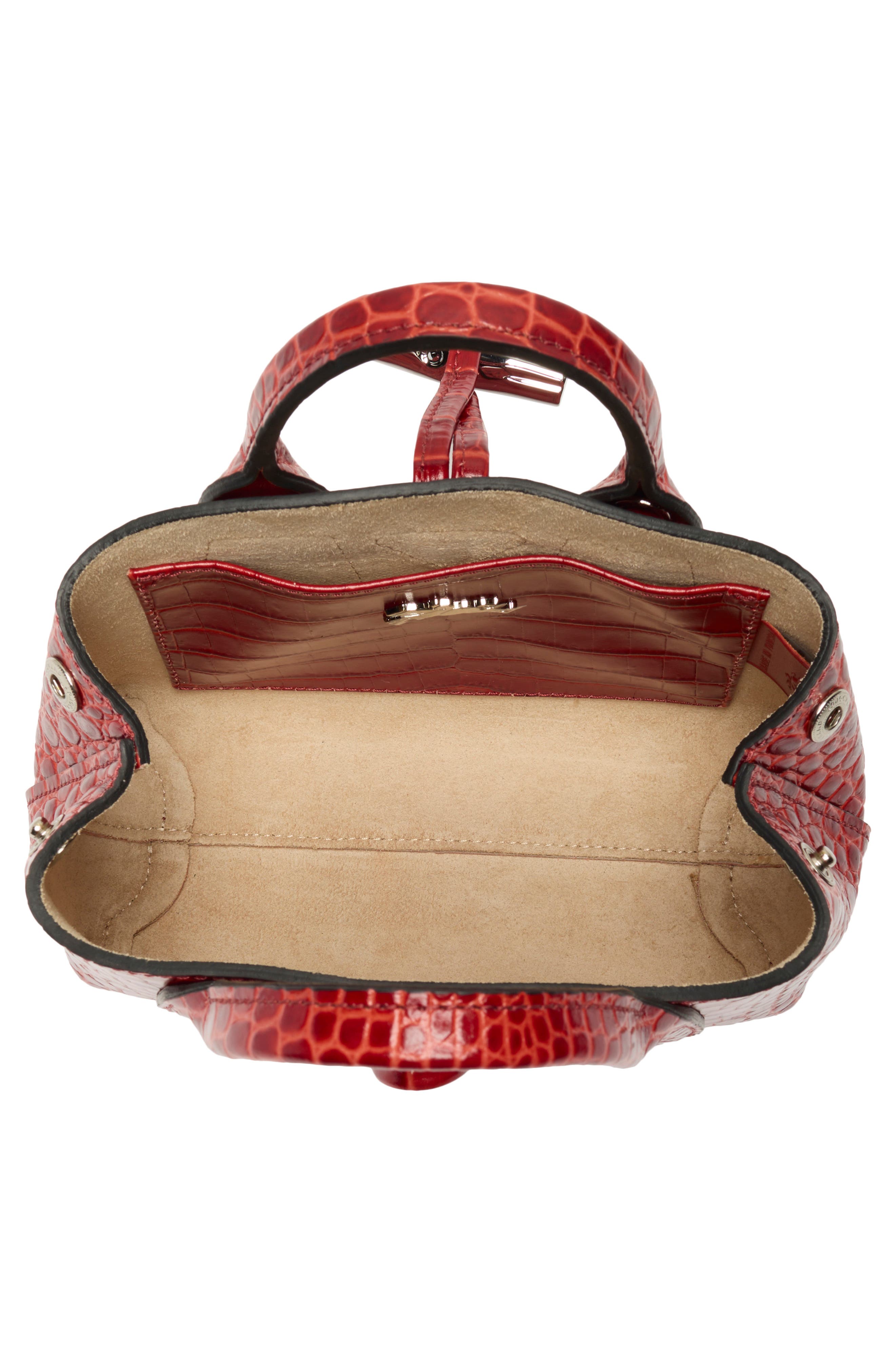 Longchamp Extra Small Roseau Croc Embossed Top Handle Crossbody Bag, Alternate, color, Marmalade