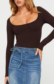 Princess Polly Ellery Wide Scoop Neck Long Sleeve Bodysuit