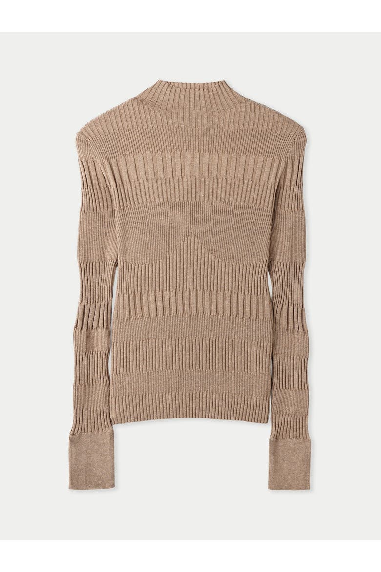 High-neck Ribbed Cotton Silk Cashmere Blend Sweater, Main, color, timber wolf