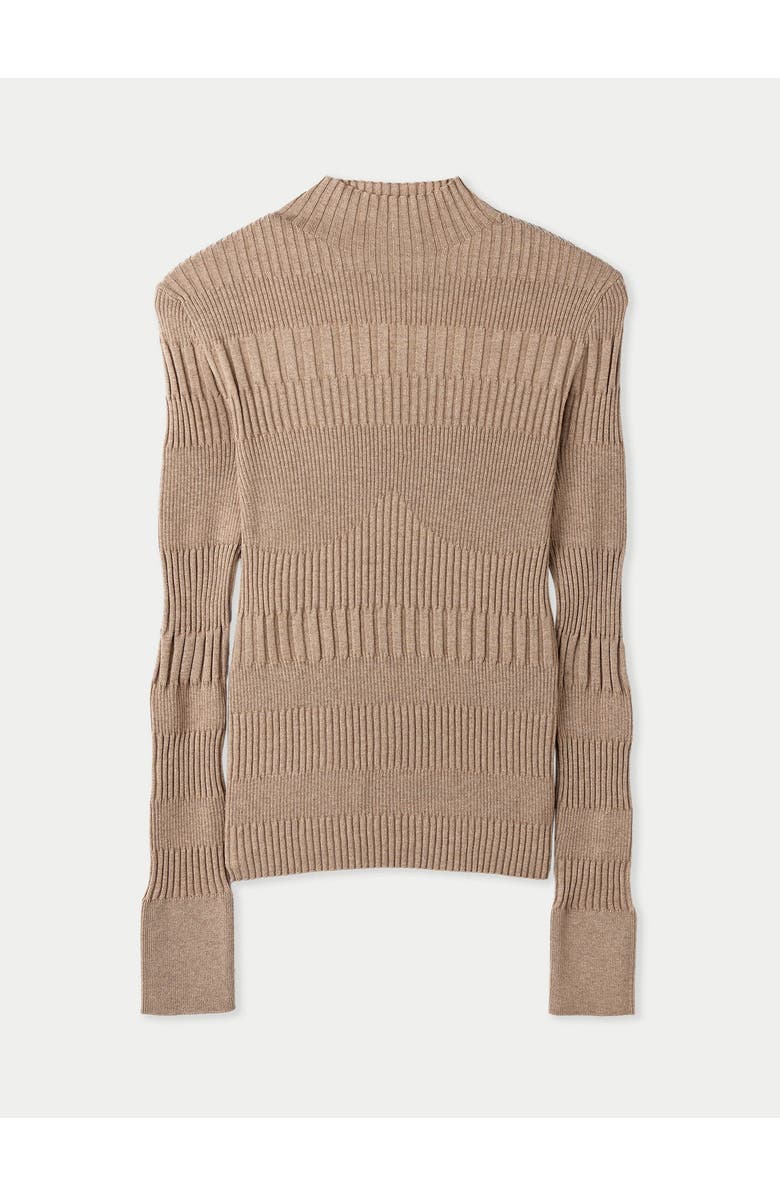 GOBI Mongolian Cashmere High-neck Ribbed Cotton Silk Cashmere Blend Sweater, Main, color, Timber Wolf