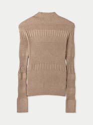 GOBI Mongolian Cashmere High-neck Ribbed Cotton Silk Cashmere Blend Sweater