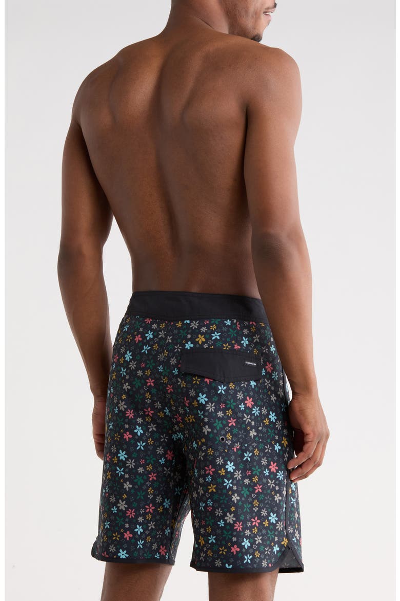 Surfsilk Scallop Ditsy Board Shorts, Alternate, color, BLACK