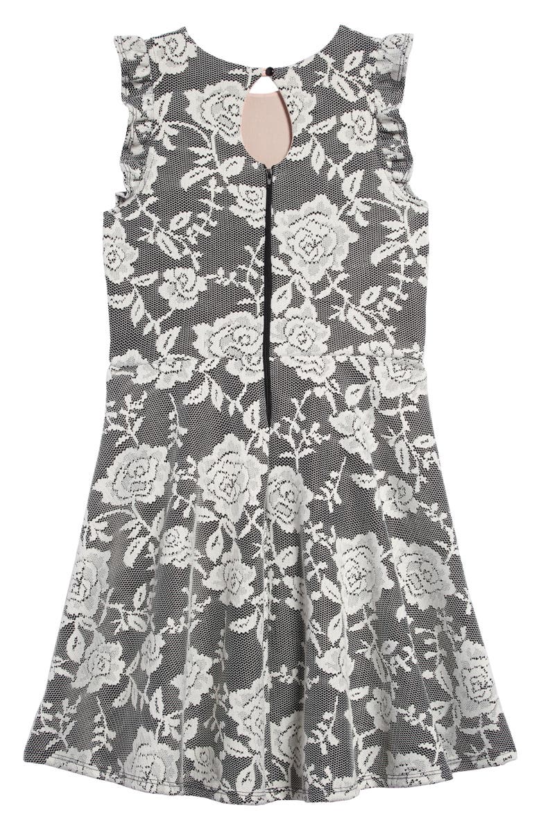 Ava & Yelly Bonded Lace Skater Dress, Alternate, color, Black Ivory