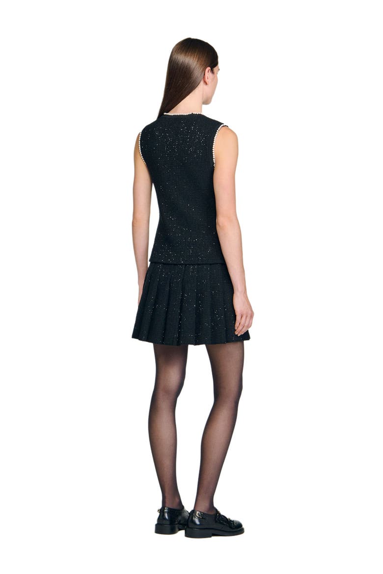 Decorative tweed waistcoat, Alternate, color, Black