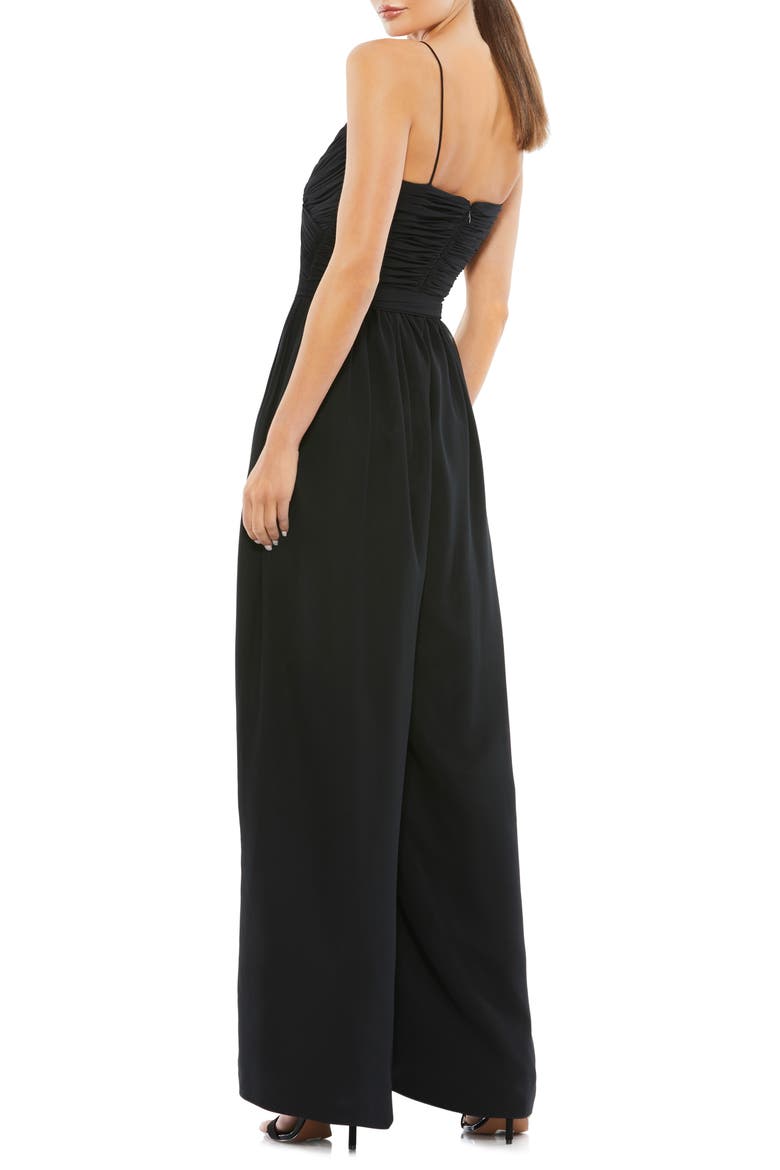 Ruched Wide Leg Jumpsuit, Alternate, color, BLACK