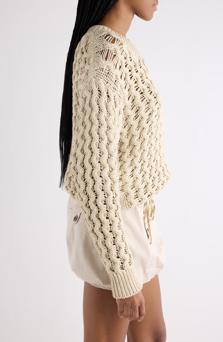 Isabel Marant Aurelys Cotton Open Stitch Sweater, Alternate, color, Ecru