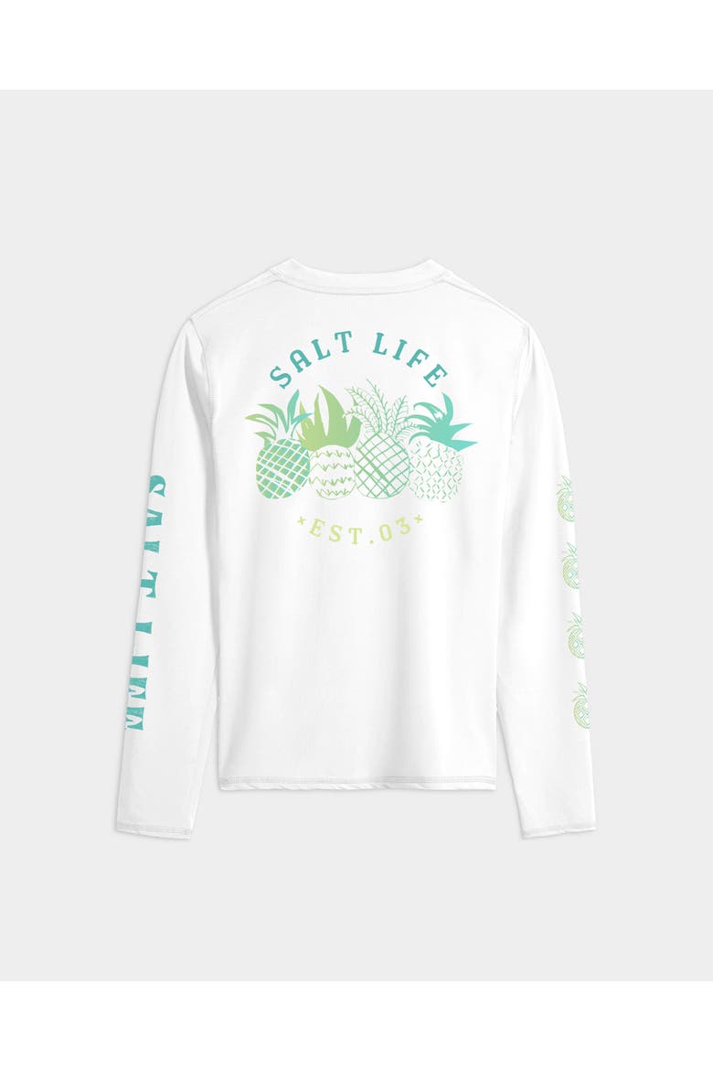 Pineapple Paradise Performance Long Sleeve Tee, Alternate, color, White