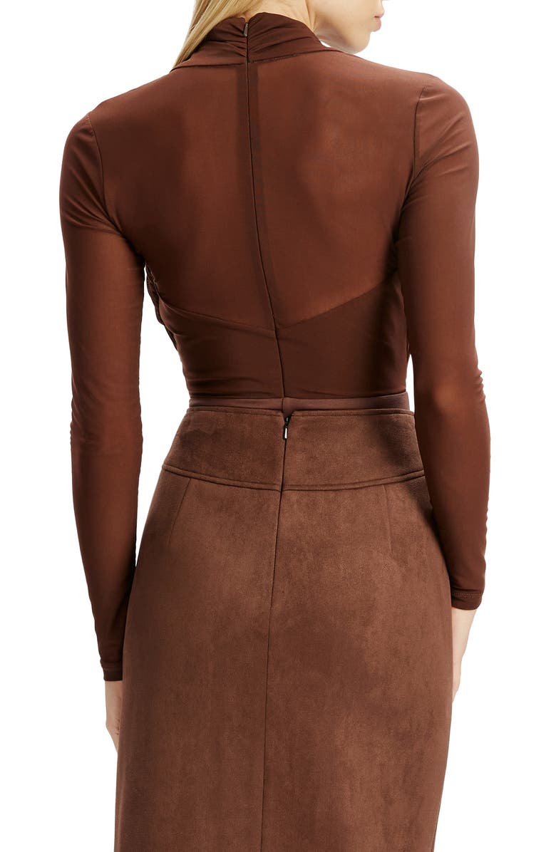 Bardot Aliyah Wrap Front Cutout Bodysuit, Alternate, color, Chocolate