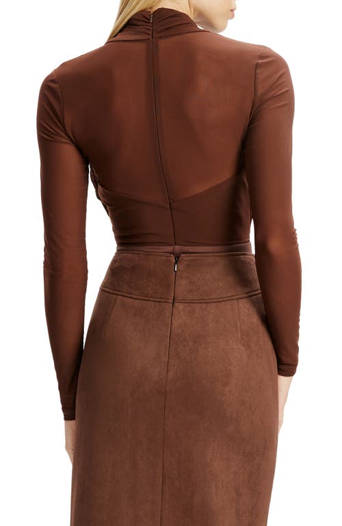 Bardot Aliyah Wrap Front Cutout Bodysuit In Brown