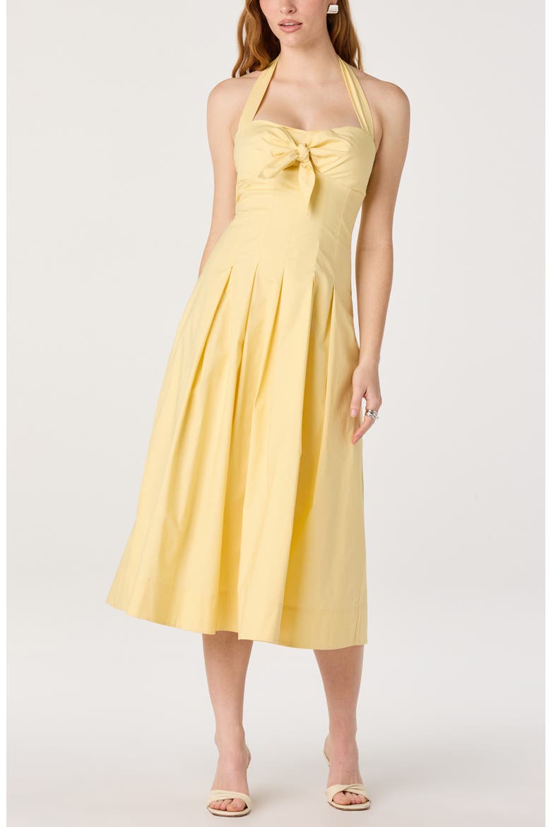 Janae Halter Midi Dress, Alternate, color, BUTTER YELLOW