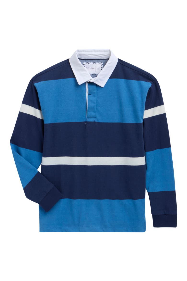 Kids' Stripe Polo, Main, color, NAVY