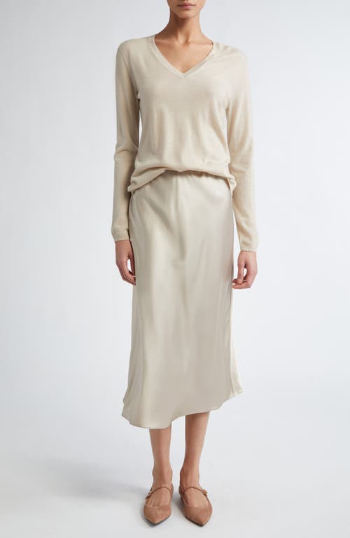 Max Mara Satin Longuette Skirt In Beige