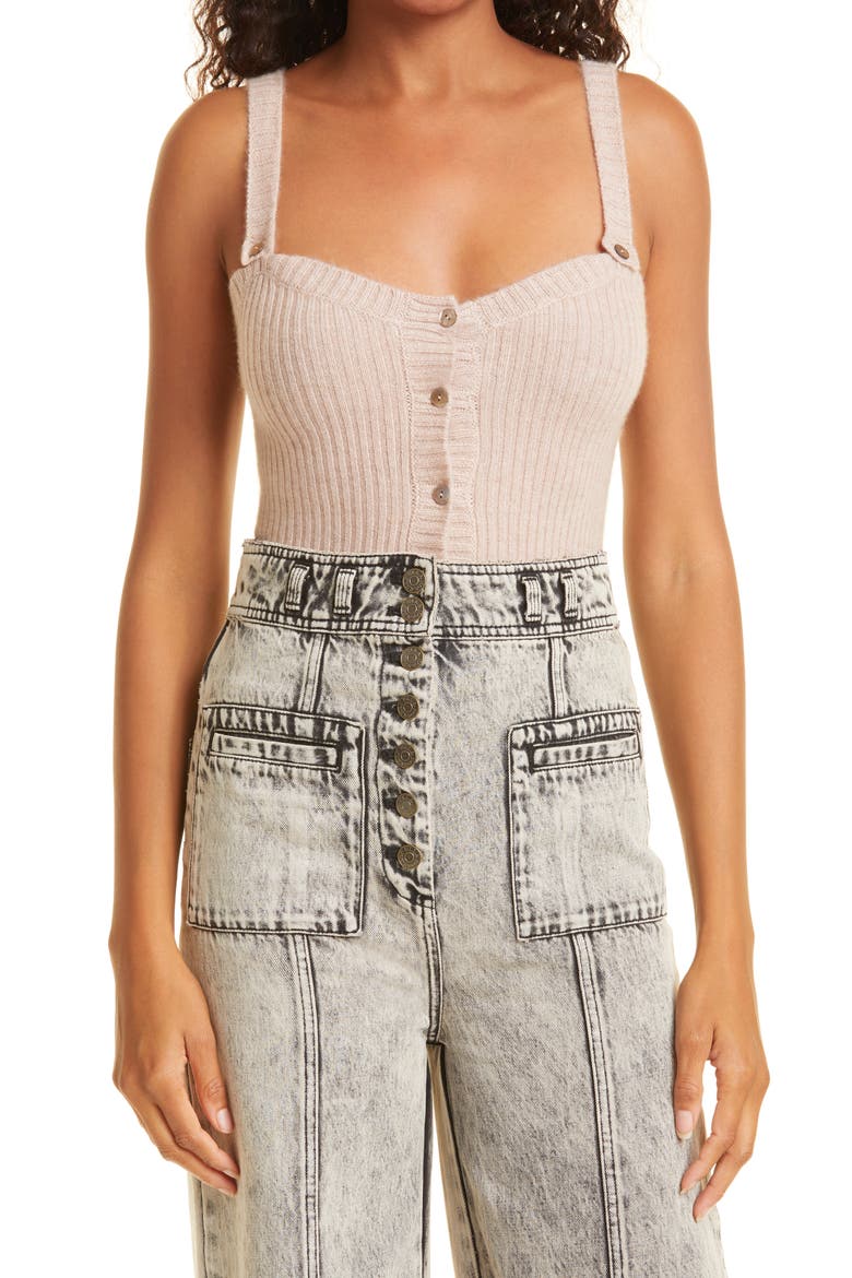 Stella Button-Up Cashmere Tank, Main, color, DUSTY ROSE