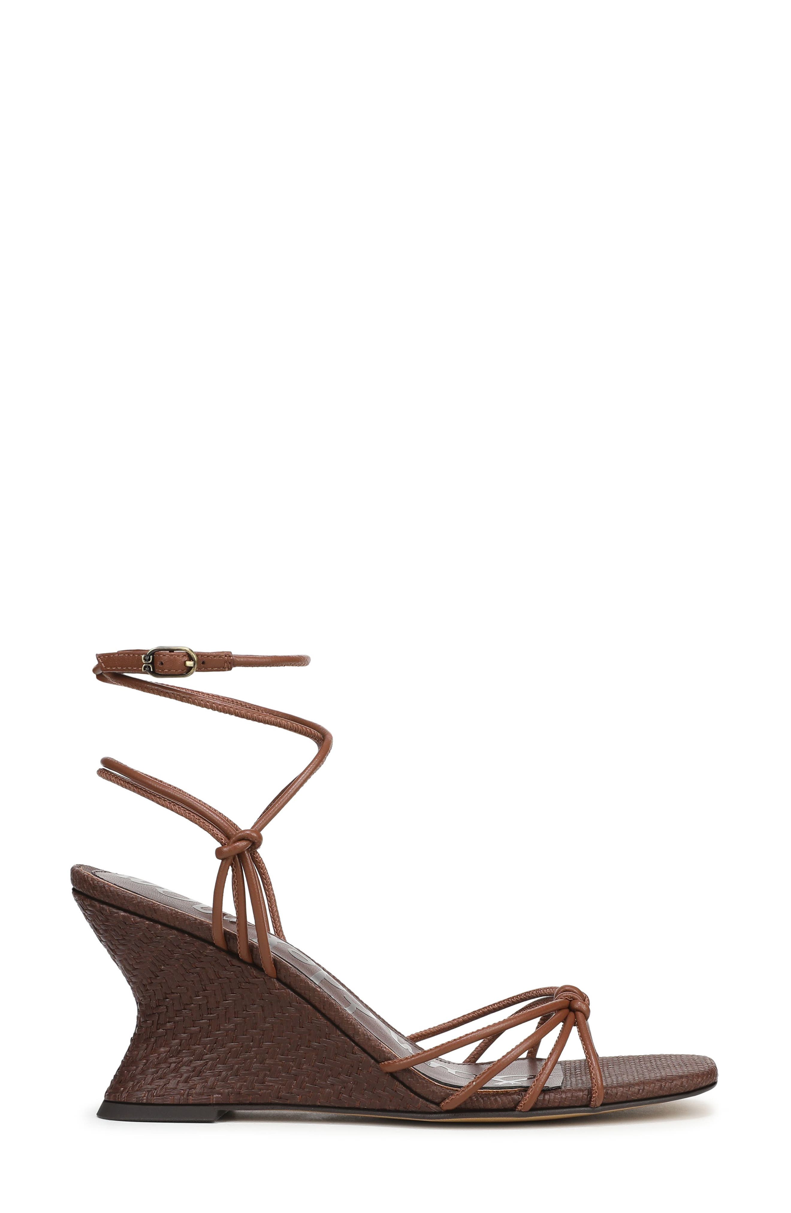 Sam Edelman Daxton Ankle Strap Wedge Sandal, Alternate, color, Rich Cognac