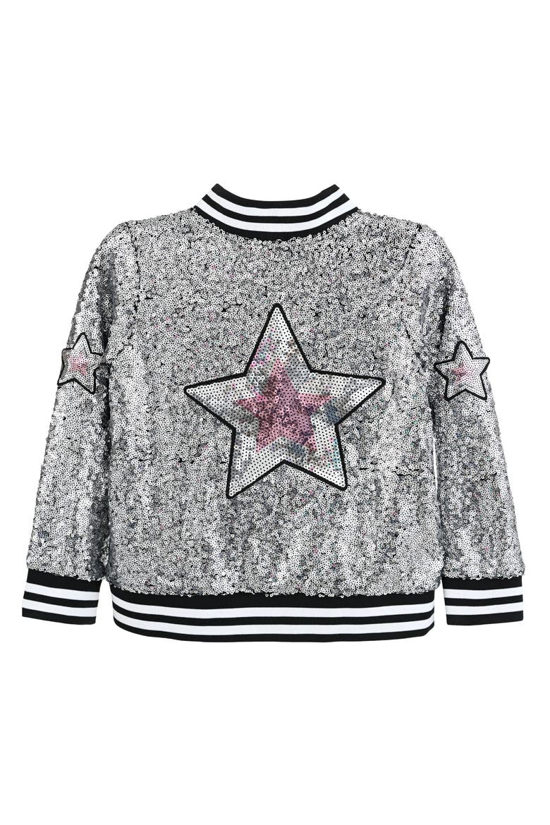 Sequin Bomber Jacket, Alternate, color, Silver