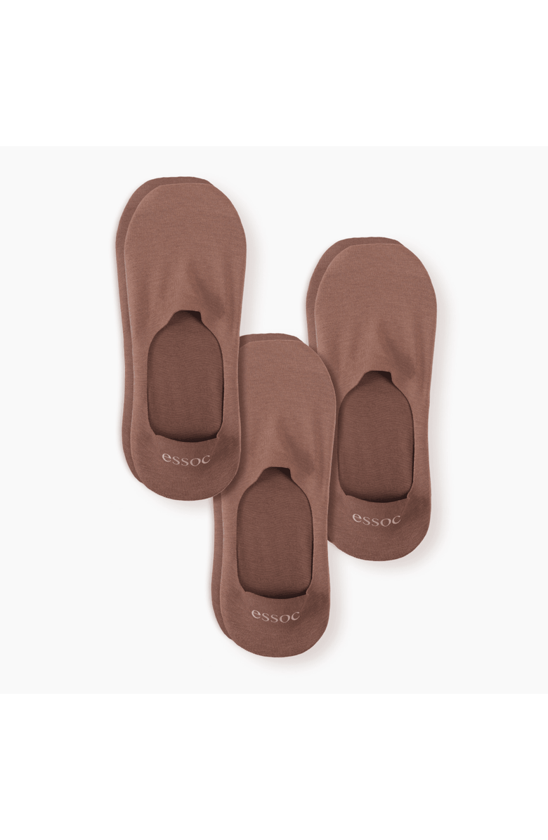Essoc Inc Unisex Cotton No Show Socks 3-Pack, Alternate, color, Toffee Tan - M