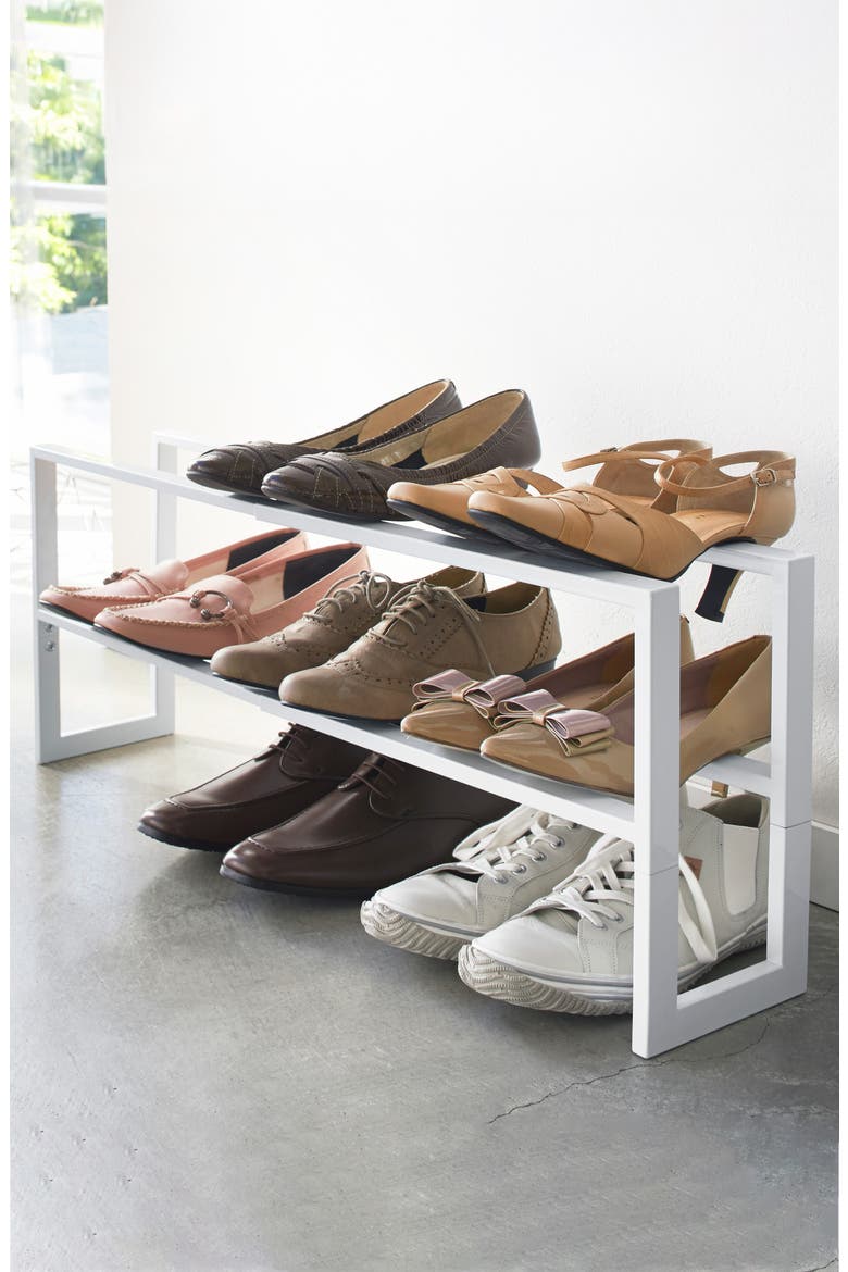 2-Tier Expandable Shoe Rack, Alternate, color, WHITE