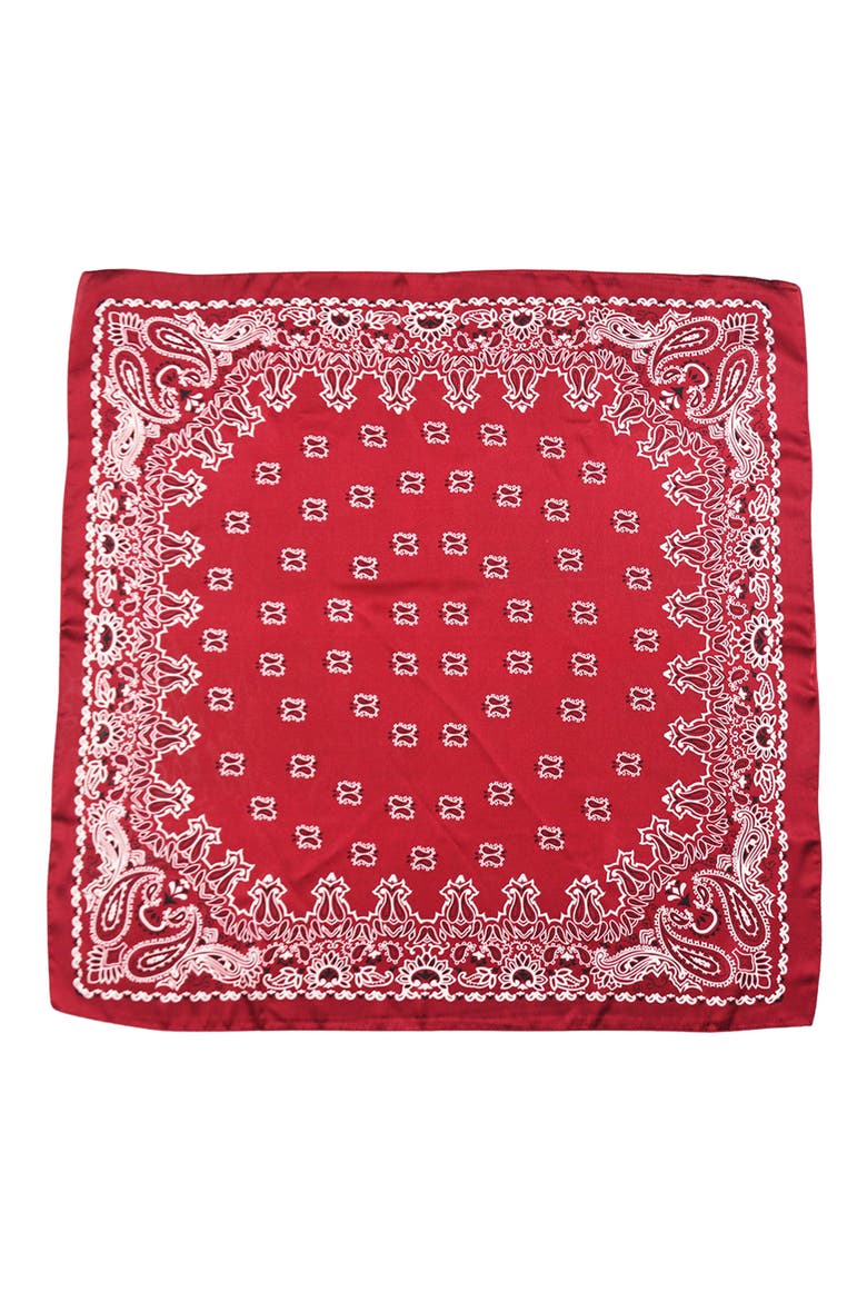 Bandana Print Square Scarf, Main, color, RED