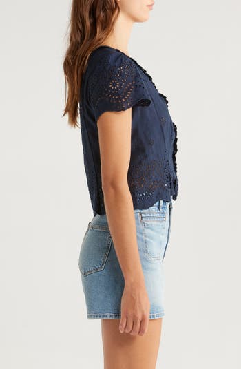 Evette Short Sleeve Button-Up Sweater