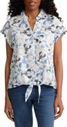 Jones New York Lobster Print Tie Front Shirt