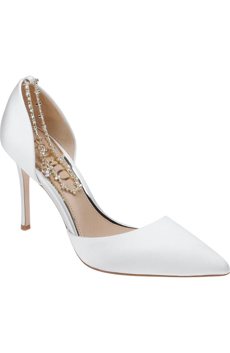 HARLO Daniela Satin Pointed Toe Stiletto With Ankle Bracelet, Alternate, color, Soft White Satin