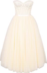 HOUSE OF CB Darling Strapless Tulle Midi Dress