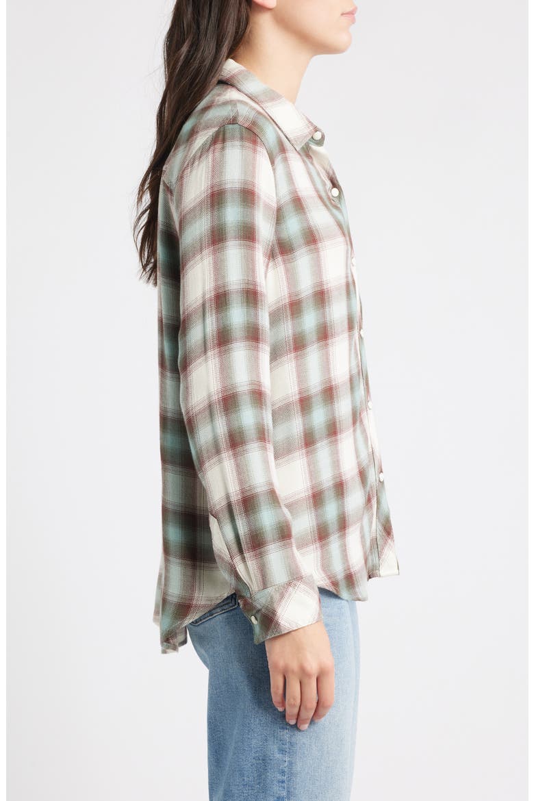 Hunter Plaid Button-Up Shirt, Alternate, color, BIRCH OLIVE TEAL