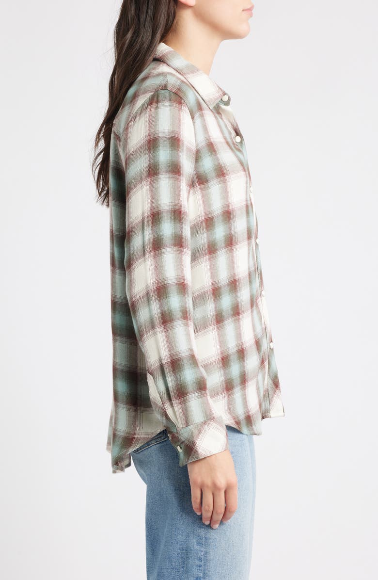 Rails Hunter Plaid Button-Up Shirt, Alternate, color, Birch Olive Teal