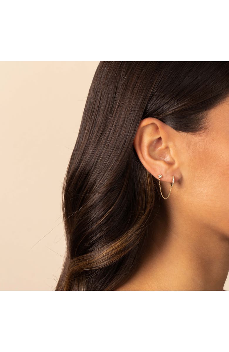 BY ADINA EDEN Diamond Solitaire Chain X Huggie Earring 14K, Alternate, color, 