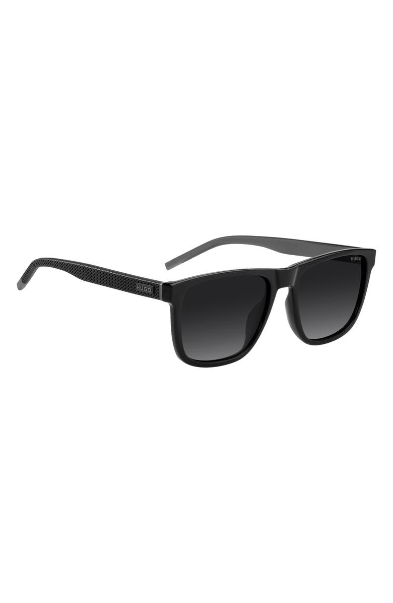 HUGO 56mm Gradient Rectangular Sunglasses, Alternate, color, Black/ Dark Grey Sf