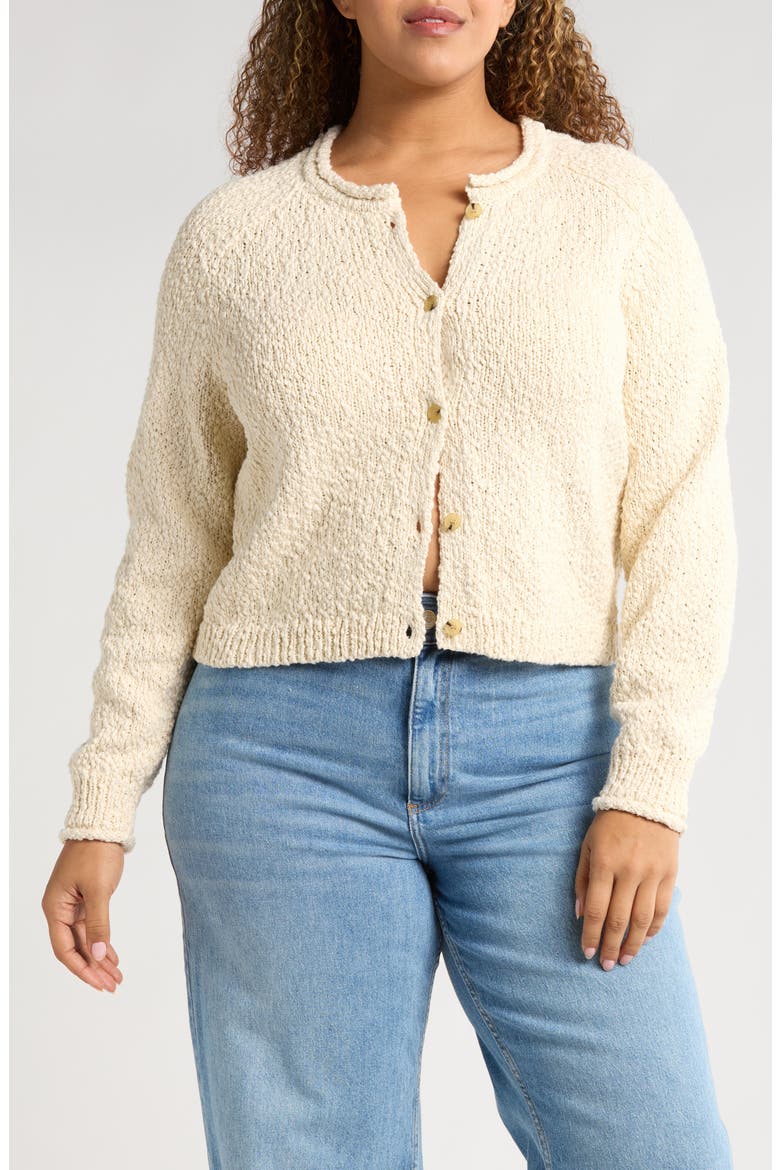 Fitted Crewneck Cardigan, Main, color, IVORY DOVE