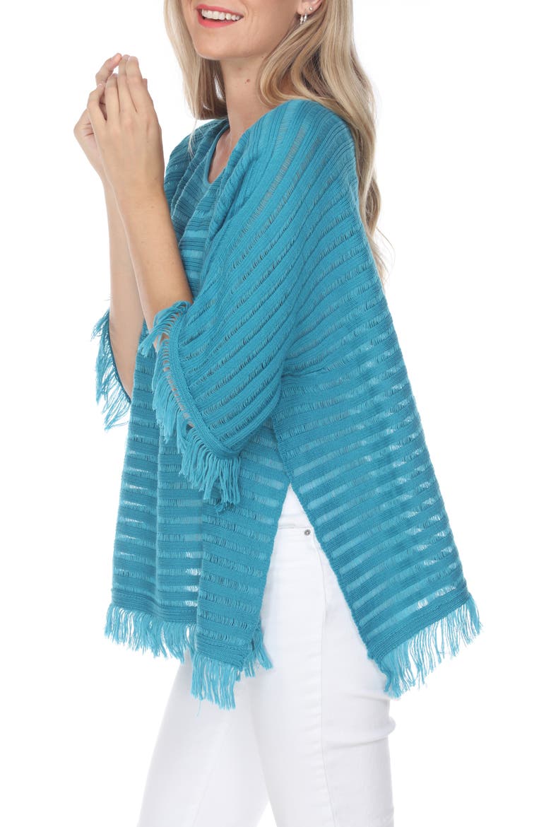 Fringe Short Sleeve Sweater, Alternate, color, TEAL