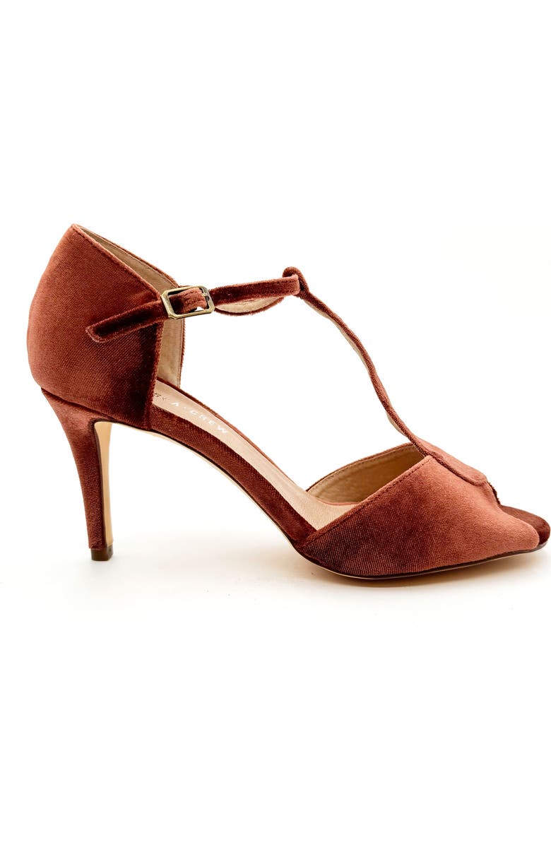 CHELSEA CREW Blondie T-Strap Sandal, Alternate, color, Rust Velvet